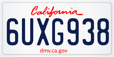 CA license plate 6UXG938