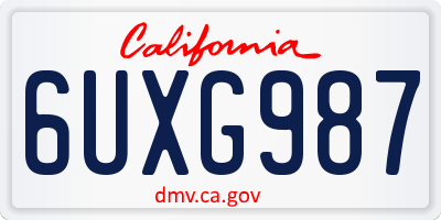 CA license plate 6UXG987