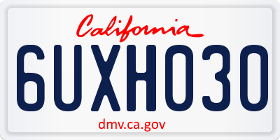CA license plate 6UXH030