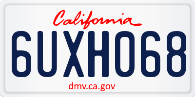 CA license plate 6UXH068