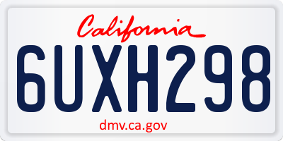 CA license plate 6UXH298