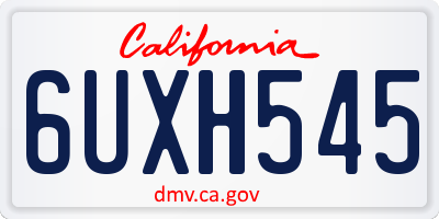 CA license plate 6UXH545