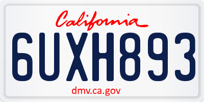 CA license plate 6UXH893