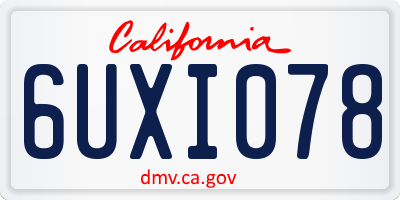 CA license plate 6UXI078