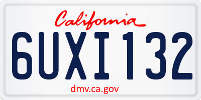 CA license plate 6UXI132