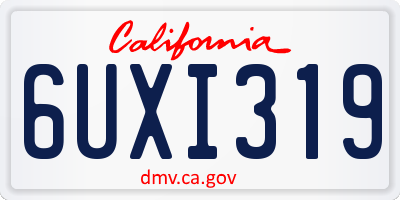 CA license plate 6UXI319