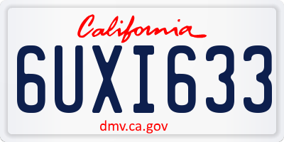 CA license plate 6UXI633