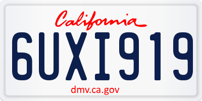 CA license plate 6UXI919