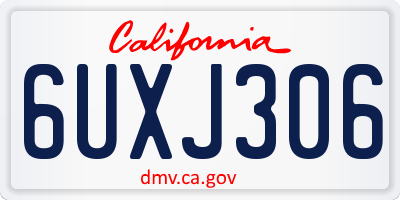 CA license plate 6UXJ306