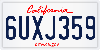 CA license plate 6UXJ359
