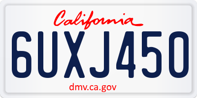 CA license plate 6UXJ450