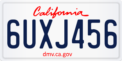 CA license plate 6UXJ456