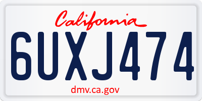 CA license plate 6UXJ474