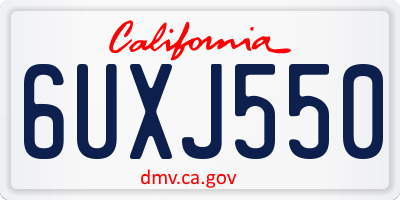CA license plate 6UXJ550