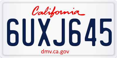 CA license plate 6UXJ645