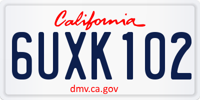 CA license plate 6UXK102