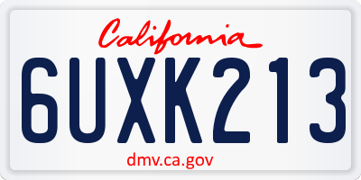 CA license plate 6UXK213