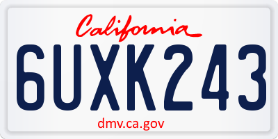 CA license plate 6UXK243