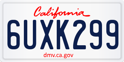 CA license plate 6UXK299