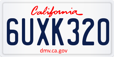 CA license plate 6UXK320