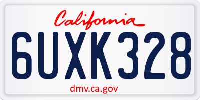 CA license plate 6UXK328