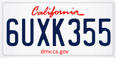 CA license plate 6UXK355
