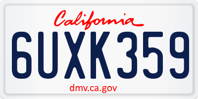 CA license plate 6UXK359