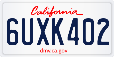 CA license plate 6UXK402