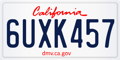 CA license plate 6UXK457