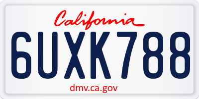 CA license plate 6UXK788