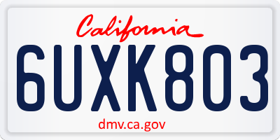 CA license plate 6UXK803