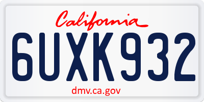 CA license plate 6UXK932