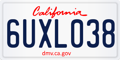 CA license plate 6UXL038