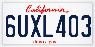CA license plate 6UXL403