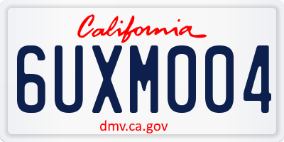 CA license plate 6UXM004