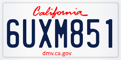 CA license plate 6UXM851