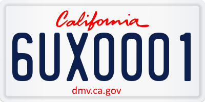 CA license plate 6UXO001