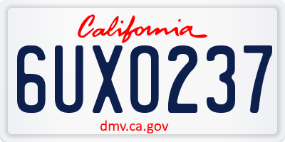 CA license plate 6UXO237