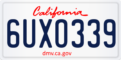 CA license plate 6UXO339