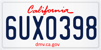 CA license plate 6UXO398