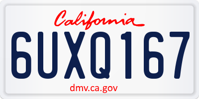 CA license plate 6UXQ167