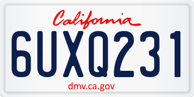 CA license plate 6UXQ231