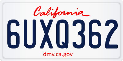 CA license plate 6UXQ362