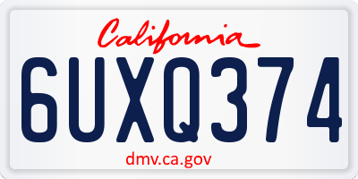 CA license plate 6UXQ374