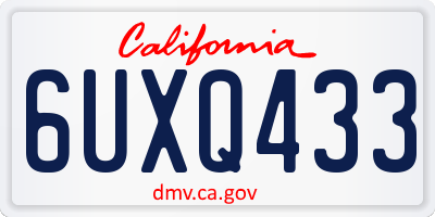 CA license plate 6UXQ433