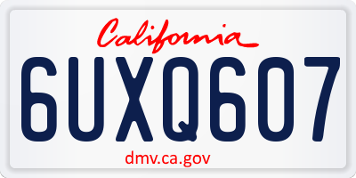 CA license plate 6UXQ607