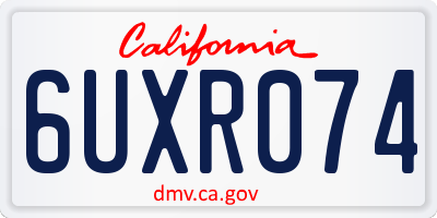CA license plate 6UXR074