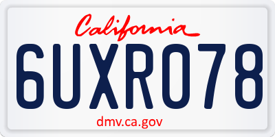 CA license plate 6UXR078