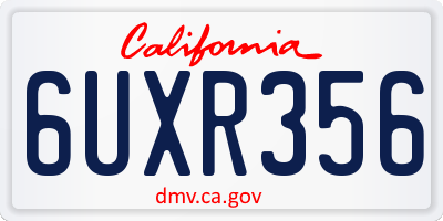 CA license plate 6UXR356