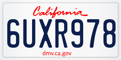 CA license plate 6UXR978